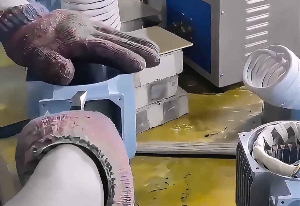 電機鋁殼熱裝配全過程揭秘！高頻機與人工的完美結合